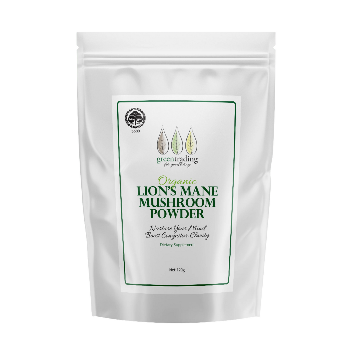 Organic Lion's Mane Mushroom Powder 120g - Green Trading