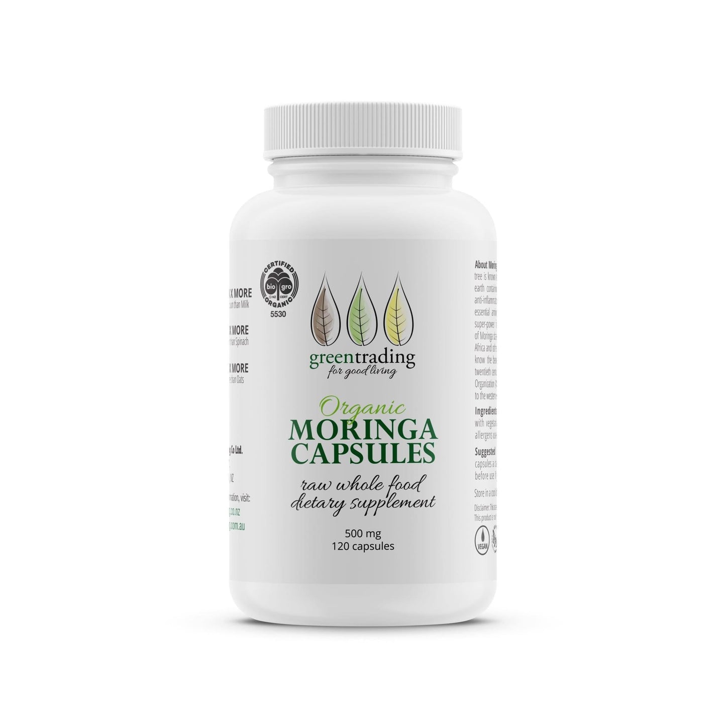 Organic Moringa Capsules 500mg - Green Trading