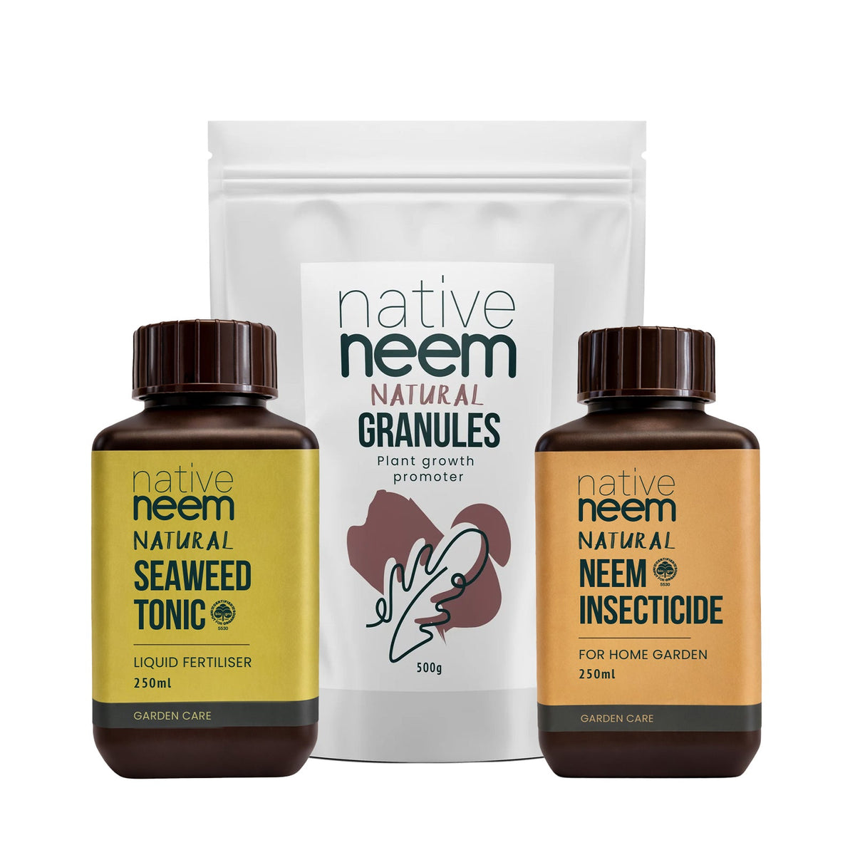 Nativeneem Organic Neem Garden Care Pack with neem granules, insecticide and seaweed tonic