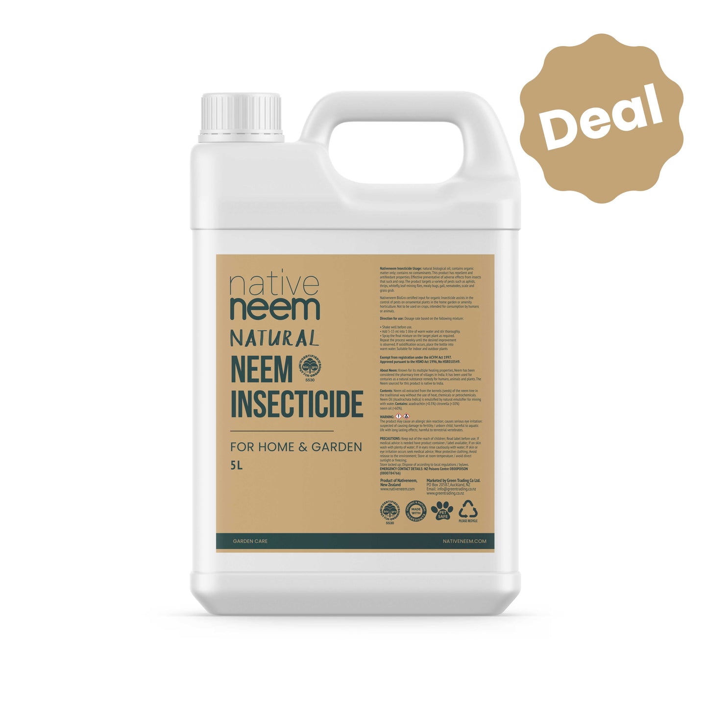 Nativeneem Organic Neem Oil Insecticide 5L
