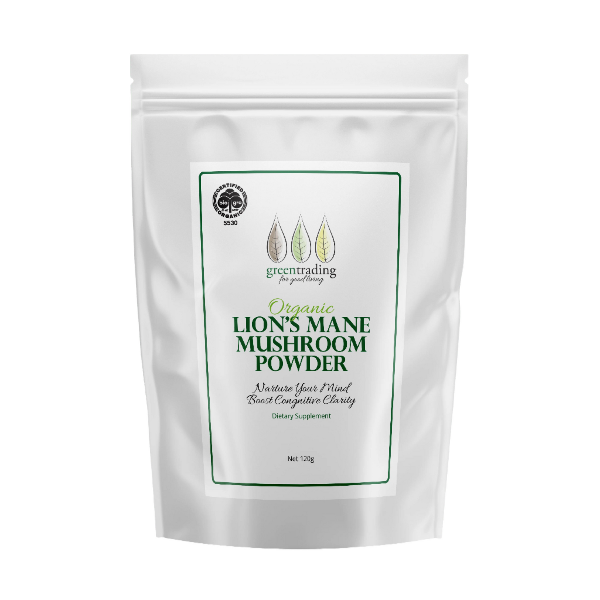 Organic Lion's Mane Mushroom Powder 120g - Green Trading