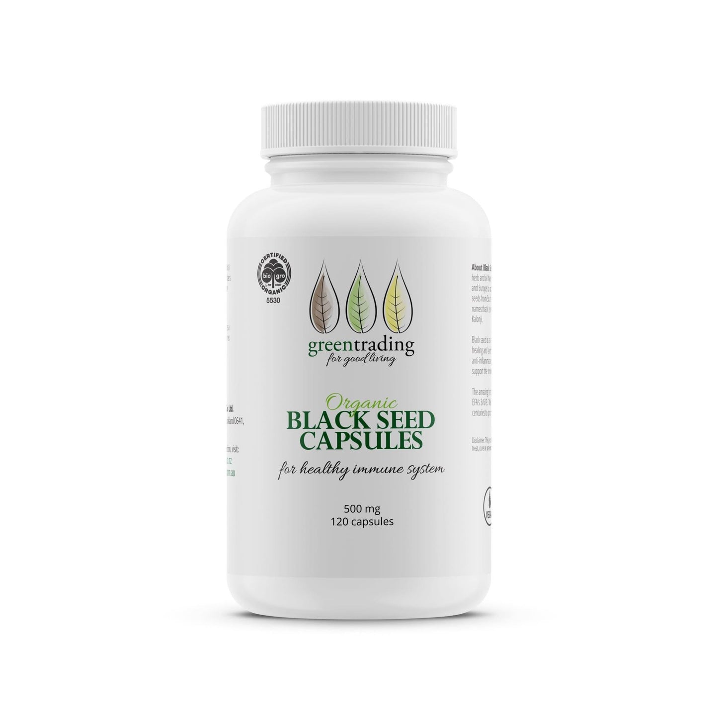 Organic Black Seed Capsules 500mg - Green Trading