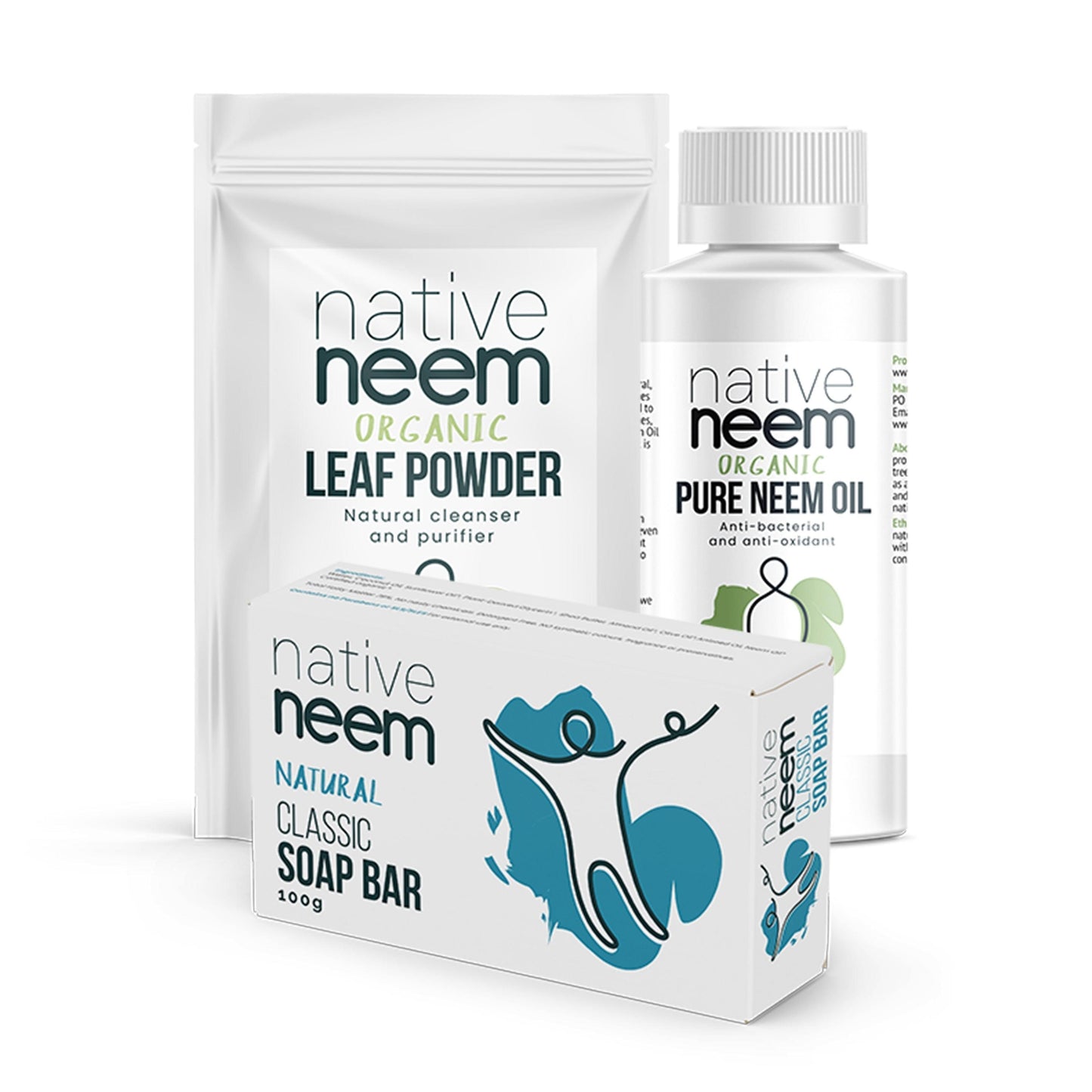 Native Neem Organic Acne Pack with neem leaf powder, pure neem oil and Classic Soap Bar